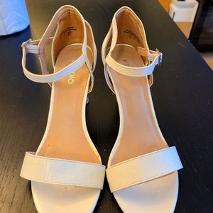 White bridal heels